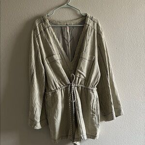 Free People Striped Jumpsuit in Cream and Black